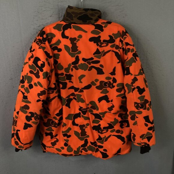 Reversible Hunting Jacket Mens Large Camo Blaze Orange Quilted Pockets Insulated - Picture 2 of 16
